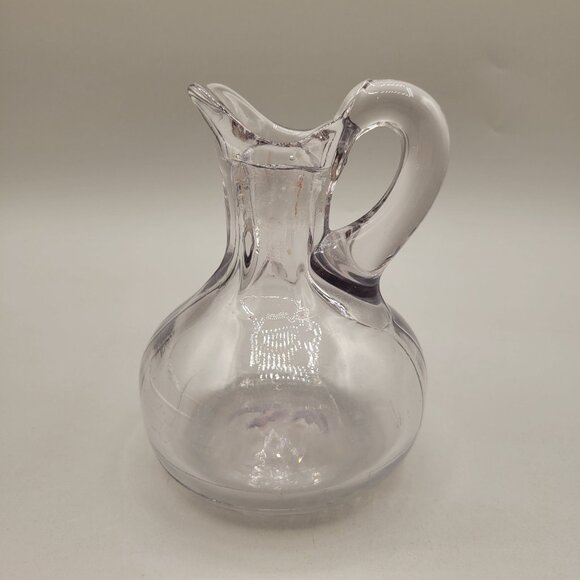 Antique Smooth Clear Pressed Glass Cruet Paneled Neck - Picture 1 of 8